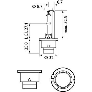 D2S 35W P32d-2 WhiteVision 5000K Xenon 1 St. Philips | P32d-2, Xenon-Lampe | 85122WHV2C1