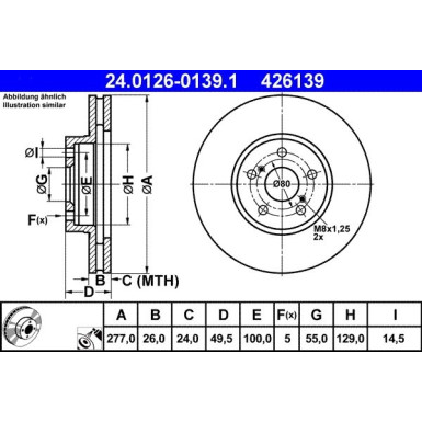 Bremsscheibe Toyota P. Avensis 1.6-2.0 03-08 | 24.0126-0139.1