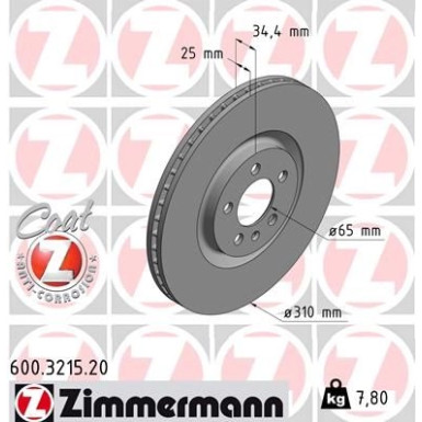 ZIMMERMANN Bremsscheibe | 600.3215.20