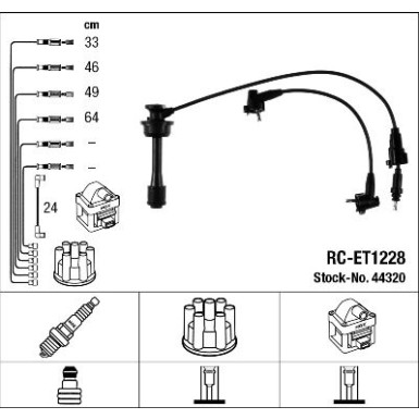 RC-ET1228 NGK | Zündkabelsatz | TOYOTA Celica 2.0 Gti 89-93 | 44320