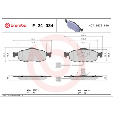 BREMBO Bremsklötze VA | FORD Mondeo, Cougar 93-01 | P 24 034