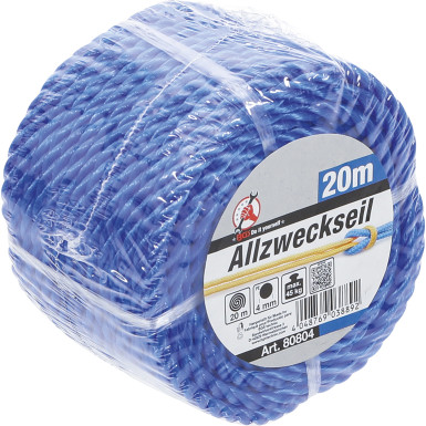 BGS Kunststoff-Seil / Allzweckseil | 4 mm x 20 m | blau | 80804