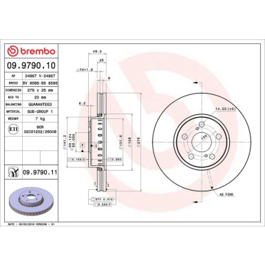 82 481 103 Bremsscheibe VA | TOYOTA Avensis 01 | 09.9790.11