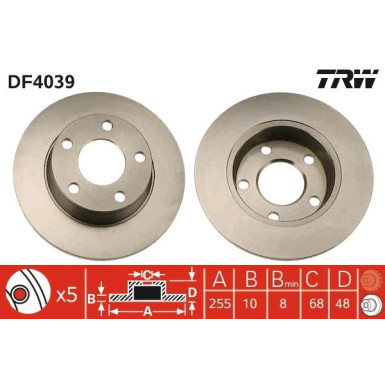 Bremsscheibe Vw T. A6 1.8-3 | DF4039