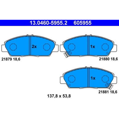 Bremsbelagsatz Honda P. Accord/Prelude 1.9-2.0 92-00 | 13.0460-5955.2