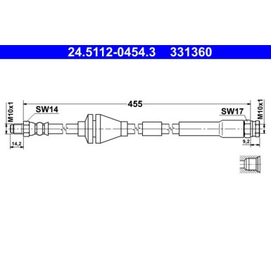 ATE Bremsschlauch | 24.5112-0454.3