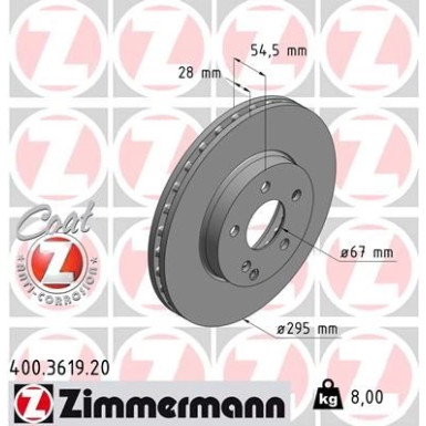 ZIMMERMANN Bremsscheibe | 400.3619.20