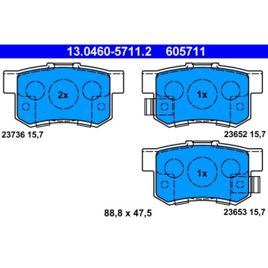 Bremsbelagsatz Honda T. Accord/Cr-V/Fr-V 01-09 | 13.0460-5711.2