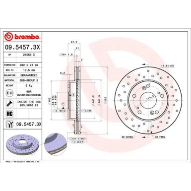 Bremsscheibe VA Xtra | HONDA Civic 99 | 09.5457.3X