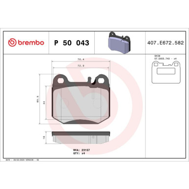 BREMBO Bremsklötze HA | MERCEDES M-Klasse 98-05 | P 50 043