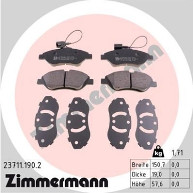 ZIMMERMANN Bremsbeläge | 23711.190.2