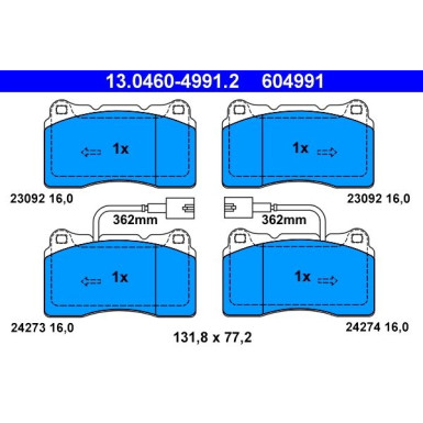 Bremsbelagsatz, Scheibenbremse | 13.0460-4991.2