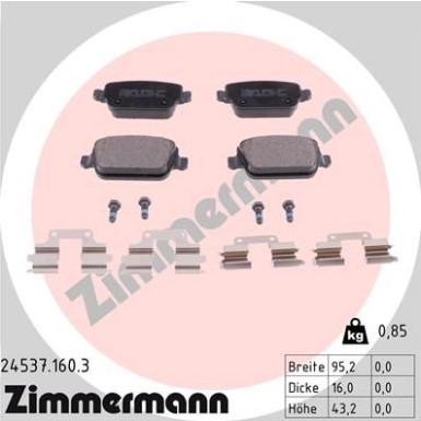 ZIMMERMANN Bremsbeläge | 24537.160.3