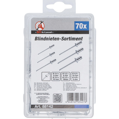 BGS Blindnieten-Sortiment | Ø 2,4 - 4,8 mm | 70-tlg | 88142