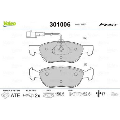 VALEO Bremsbeläge | 301006