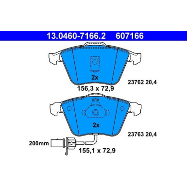 Bremsbelagsatz Audi P. A6 1,8-3,0 97-05 | 13.0460-7166.2