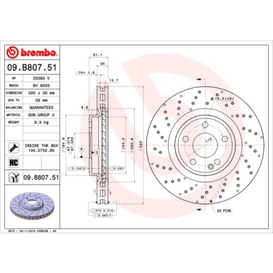 15 481 106 Bremsscheibe VA | MERCEDES A,B-Klasse 11 | 09.B807.51