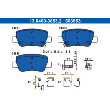 Bremsbelagsatz Toyota T. Avensis 1.6-2.2 D-4D 09 | 13.0460-3853.2