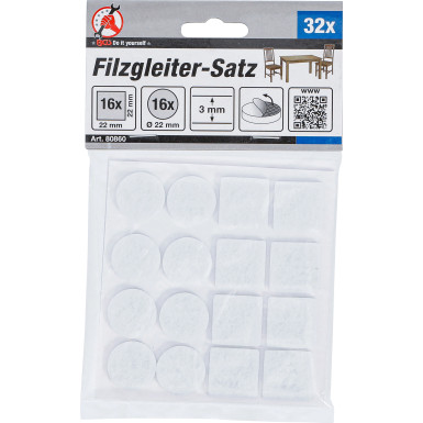 BGS Filzgleiter-Satz | weiß | 32-tlg | 80860