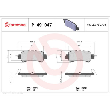 BREMBO Bremsklötze HA | MAZDA CX-3, CX-5 11 | P 49 047