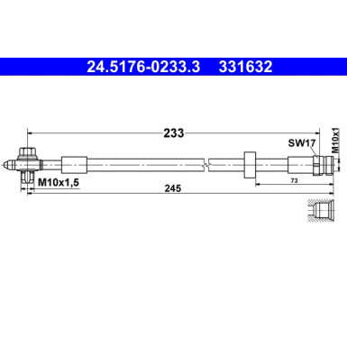 ATE Bremsschlauch | 24.5176-0233.3