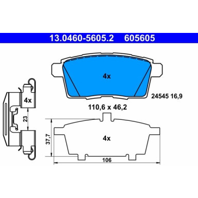 Bremsbelagsatz Mazda T. Cx-7/Cx-9 2.2-3.7 07 | 13.0460-5605.2