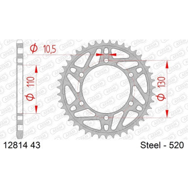 AFAM Kettenrad STAHL | für 520 | 12814-43