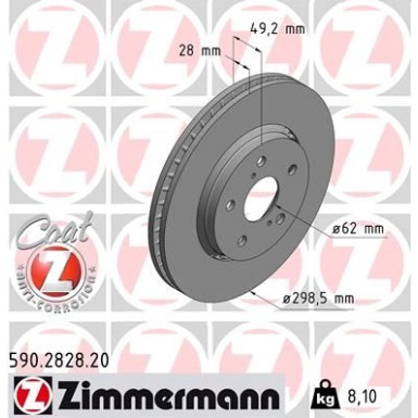 ZIMMERMANN Bremsscheibe | 590.2828.20