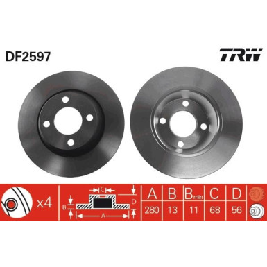 Bremsscheibe Vw P. A80 1.6 | DF2597