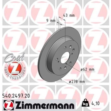 ZIMMERMANN Bremsscheibe | 540.2497.20