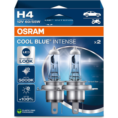 Osram | H4 12V 60/55W P43t Cool Blue Intense NextGen. 5000K +100% Duo 2st | 64193CBN-2HB