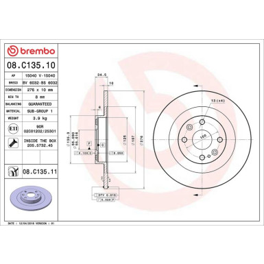 83 482 024 Bremsscheibe HA | MAZDA MX-5 00 | 08.C135.11