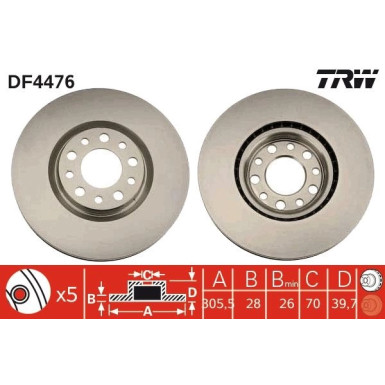 Bremsscheibe Alfa S. 159 05- 1.9Jtd/Giulietta 10- 2.0Jtd | DF4476