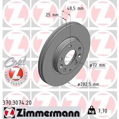 ZIMMERMANN Bremsscheibe | 370.3074.20