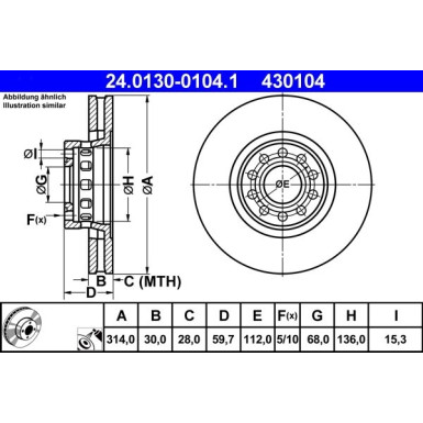 Bremsscheibe Audi S. A6/A8 2.8-4.2 94-02 | 24.0130-0104.1