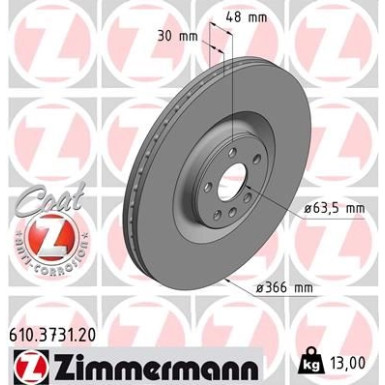 ZIMMERMANN Bremsscheibe | 610.3731.20