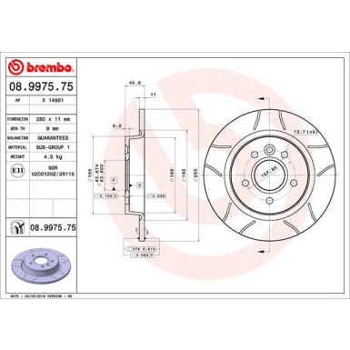 Bremsscheibe HA Brembo Max | FORD C-Max, Focus 03 | 08.9975.75