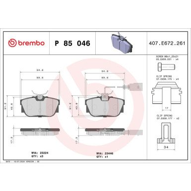 BREMBO Bremsklötze HA | VW T4 90-03 | P 85 046