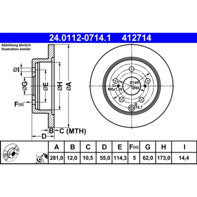 Bremsscheibe Toyota T. Rav-4 2.0-3.5 05 | 24.0112-0714.1