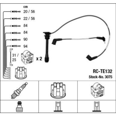 RC-TE132 NGK | Zündkabelsatz | LEXUS LS (UCF20) 400,9.98 | 3075