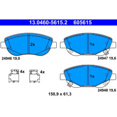 Bremsbelagsatz Toyota P. Avensis 2.2 D-4D 08-10 | 13.0460-5615.2