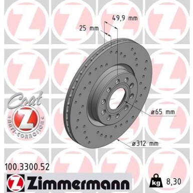 12 481 040 Sport Bremsscheibe VA Sport V | VW Golf,Passat,Sharan 03 | 100.3300.52