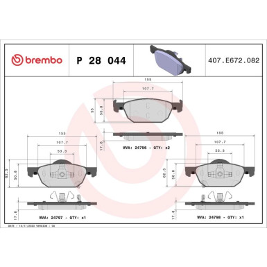 BREMBO Bremsklötze VA | HONDA Accord 08 | P 28 044