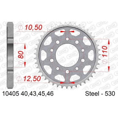 AFAM Kettenrad STAHL 45 Zähne | für 530 | 10405-45