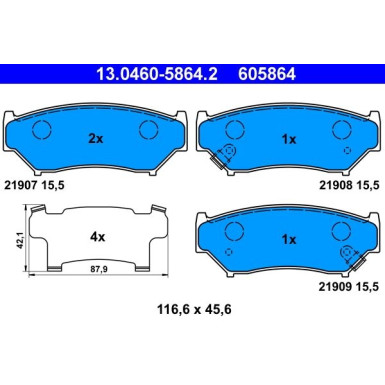 Bremsbelagsatz Suzuki P. Grand Vitara 1.6-2.0 4X4 98-03/Jimny 1.5 Ddis 4X4 03 | 13.0460-5864.2