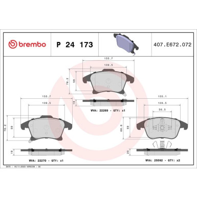 BREMBO Bremsklötze VA | FORD Galaxy, Mondeo, Smax 12 | P 24 173