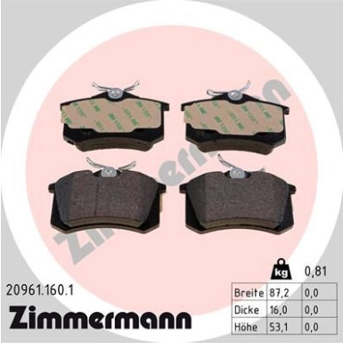 ZIMMERMANN Bremsbeläge | 20961.160.1