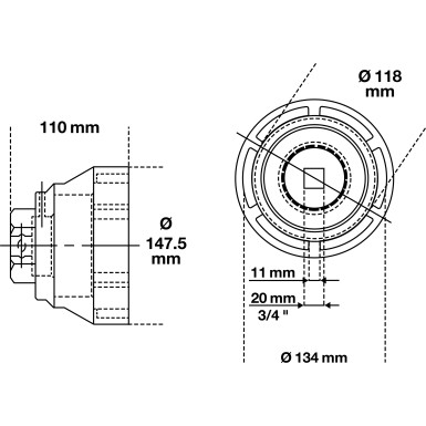 BGS Nutmutternschlüssel | Zapfen innen liegend | für MAN | 133 - 145 mm | 6990