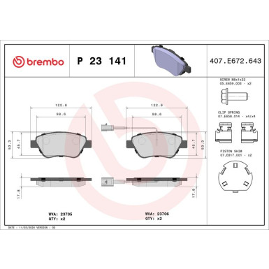 BREMBO Bremsklötze VA | CITROEN, FIAT, PEUGEOT 05 | P 23 141