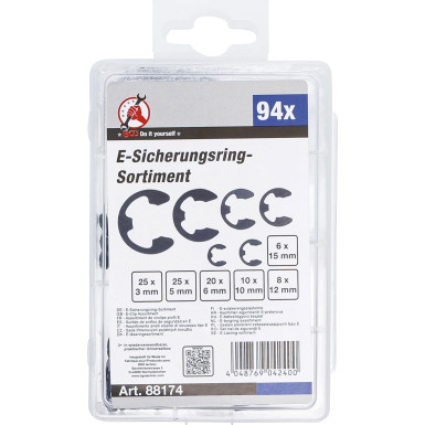 BGS E-Sicherungsring-Sortiment | 3 - 15 mm | 94-tlg | 88174